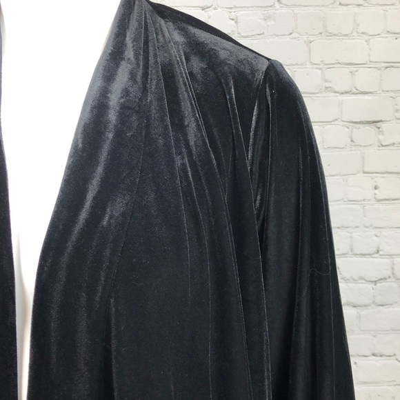3XCalvin Klein Black Velour Open Front Cardigan - Picture 4 of 4